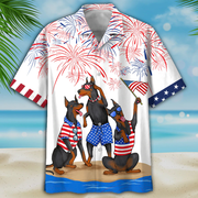 Dobermann Hawaiian Shirts - Independence Day Is Coming, USA Patriotic Hawaiian Shirt