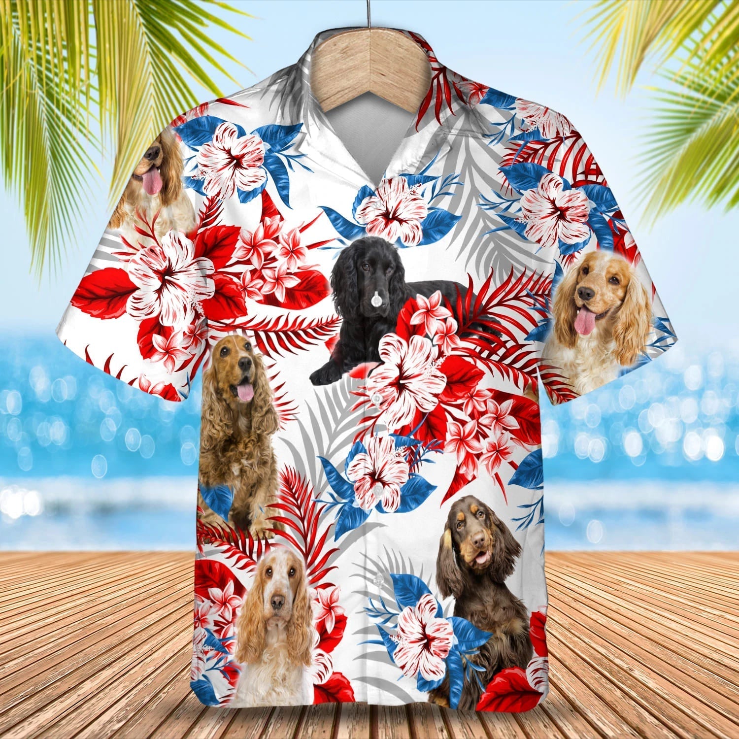 English Cocker Spaniel Hawaiian Shirt, Summer aloha shirt, Men Hawaiian shirt, Gift for summer