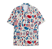 Feather Armorial American Flag Short Tall Button Hawaiian Shirt, Button Up Aloha Shirt For Men, Women