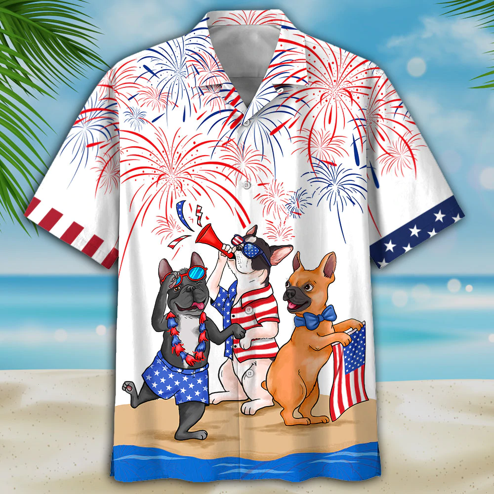 French Bulldog hawaiian shirt, Independence Is Coming, USA Patriotic Hawaiian Shirt