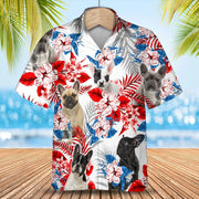 French Bulldog American flag Hawaiian Shirt, Summer aloha shirt, Men Hawaiian shirt, Gift for summer