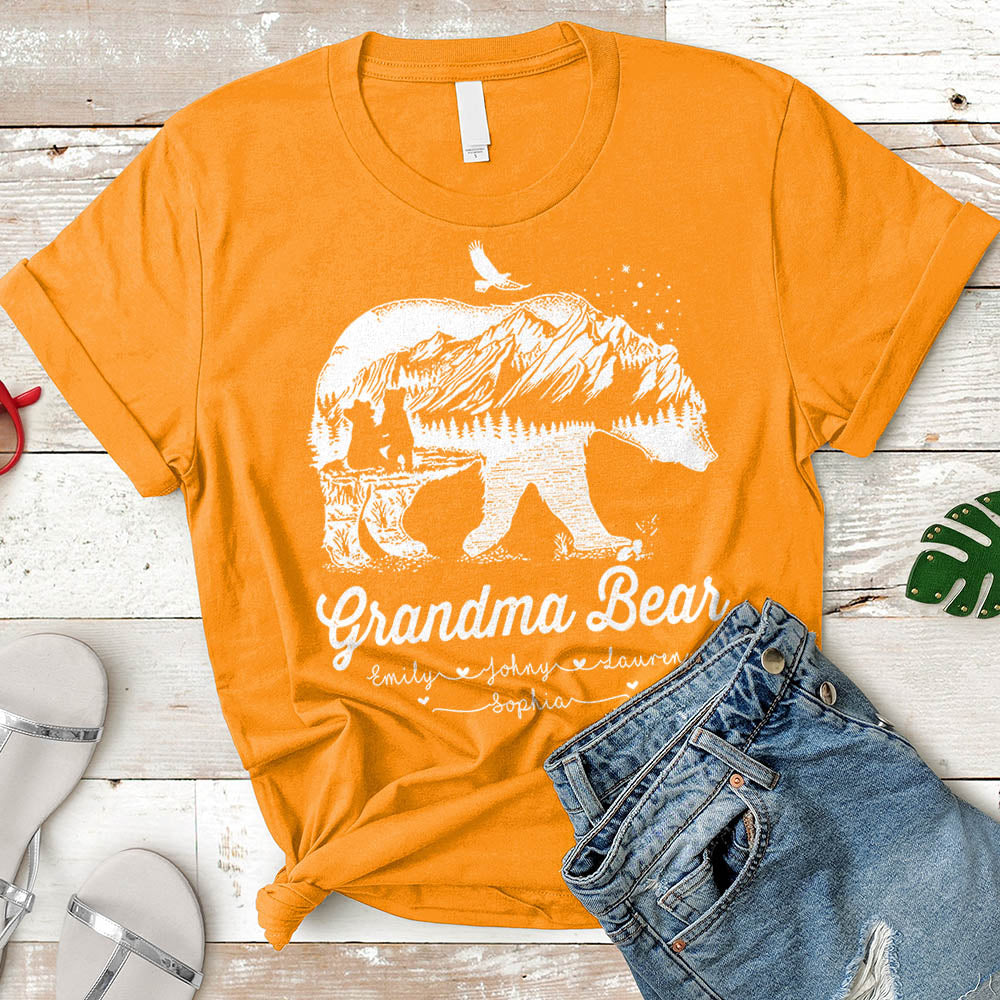 Grandma Bear T-Shirt , Mom T-Shirts , Nickname & Grandkid's Names Can Be Changed