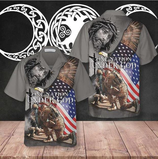 One Nation Under God Veteran 3D All Over Printed Hawaiian Shirt