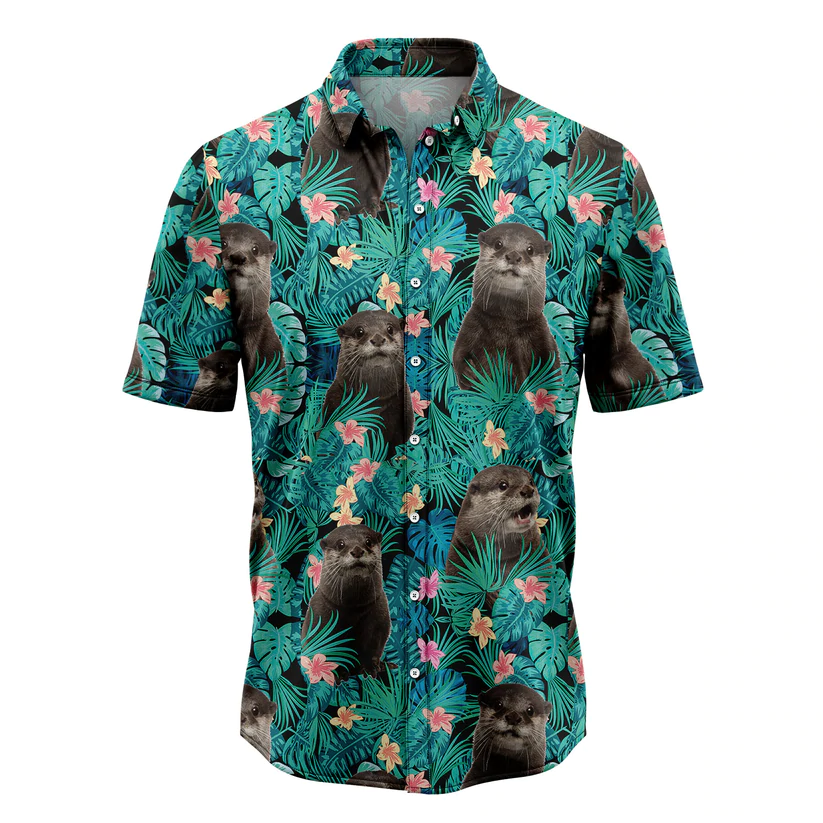 Otter Tropical Hawaiian Shirt, Summer Hawaiian Shirts for Men, women Aloha Beach Shirt