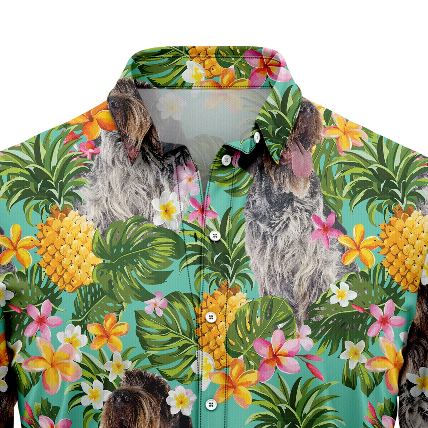 Tropical Pineapple Wirehaired Pointing Griffon Hawaii Shirt, Summer Hawaiian Shirts for Men