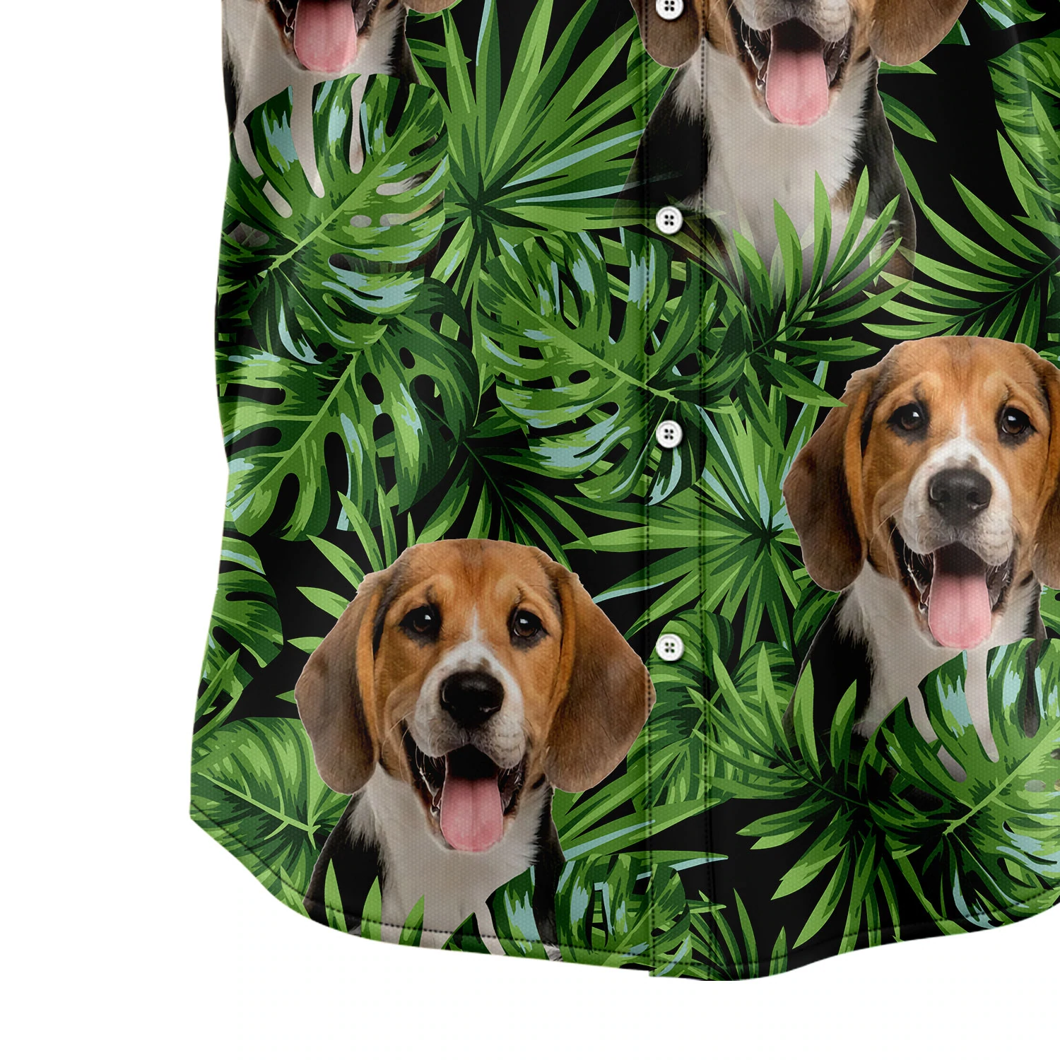 Custom Photo Dog Green Tropical Leaves Hawaiian Shirt, Summer Hawaiian Shirts for Men and Women Aloha Beach Shirt