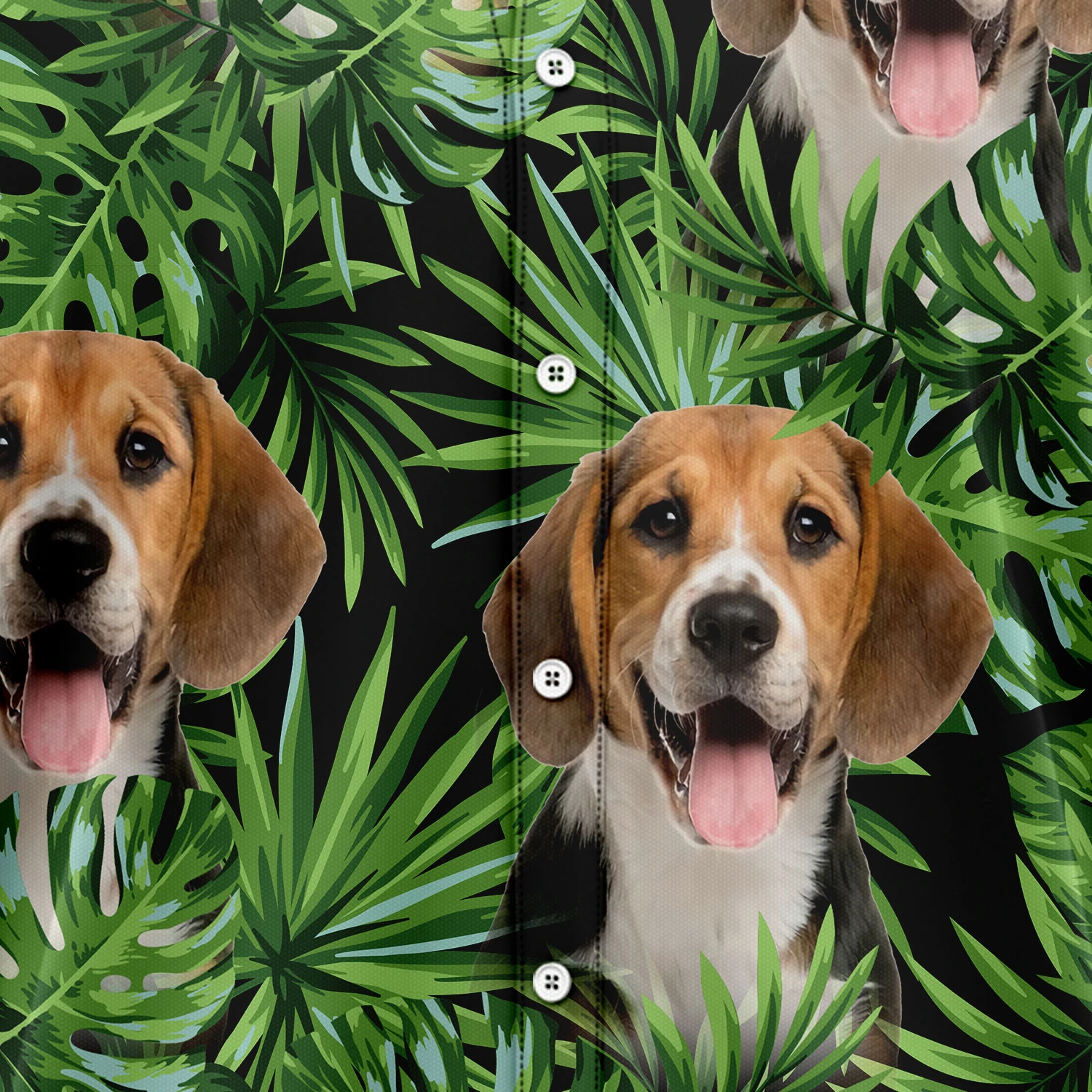 Custom Photo Dog Green Tropical Leaves Hawaiian Shirt, Summer Hawaiian Shirts for Men and Women Aloha Beach Shirt
