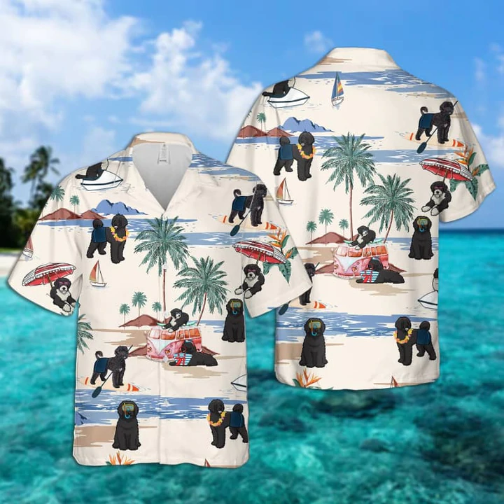 Portuguese Water Dog Summer Beach Hawaiian Shirt, Hawaiian Shirts for Men women Short Sleeve Aloha Beach Shirt