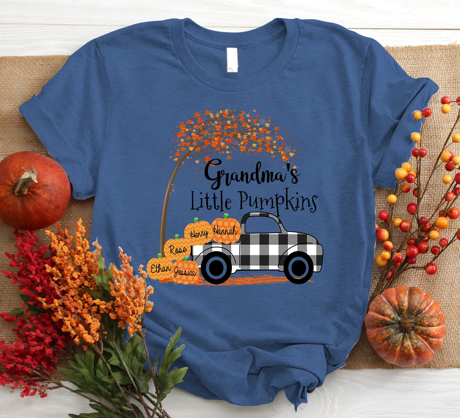 Personalized Grandma's Little Pumpkins Autumn Shirt Nickname & Grandkid's Name Can Be Changed