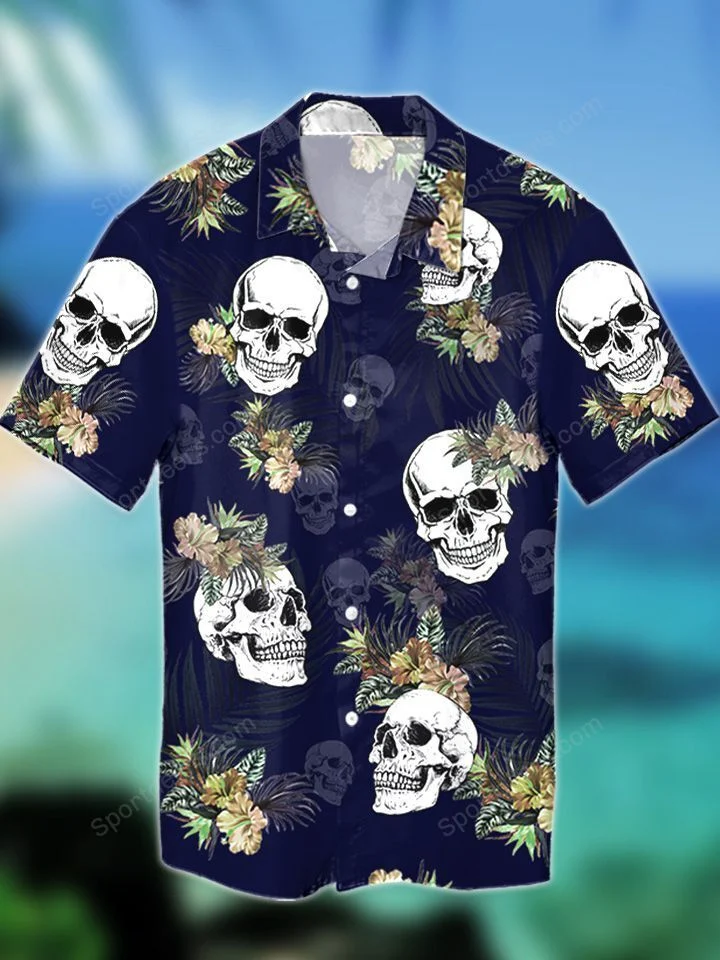 Skull Tropical Hawaiian Shirt, Summer gift, Hawaiian Shirts for Men, Aloha Beach Shirt