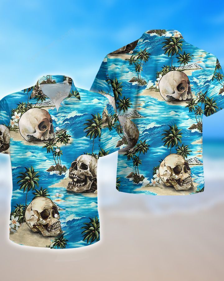 Skull Watercolor beach Hawaiian Shirt, Summer gift, Hawaiian Shirts for Men, Aloha Beach Shirt