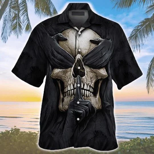 Silence Tattoo Skull Art Horror Themed Hawaiian Shirt