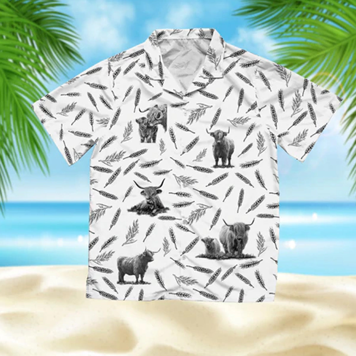 Highland Cattle pattern - farm Hawaiian Shirt, Summer Hawaiian Shirts for Men and Women Aloha Beach Shirt