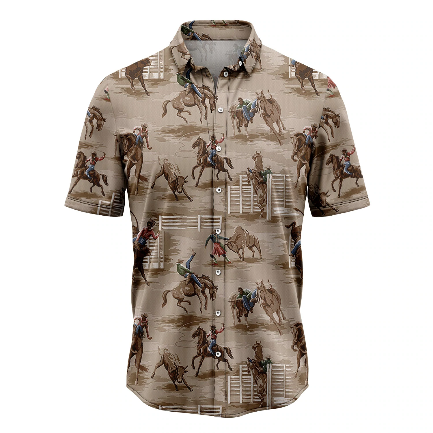 Vintage Cowboy Hawaiian Shirt, Summer Hawaiian Shirts for Men, Aloha Beach Shirt