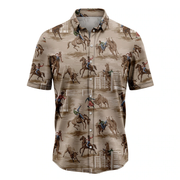 Vintage Cowboy Hawaiian Shirt, Summer Hawaiian Shirts for Men, Aloha Beach Shirt