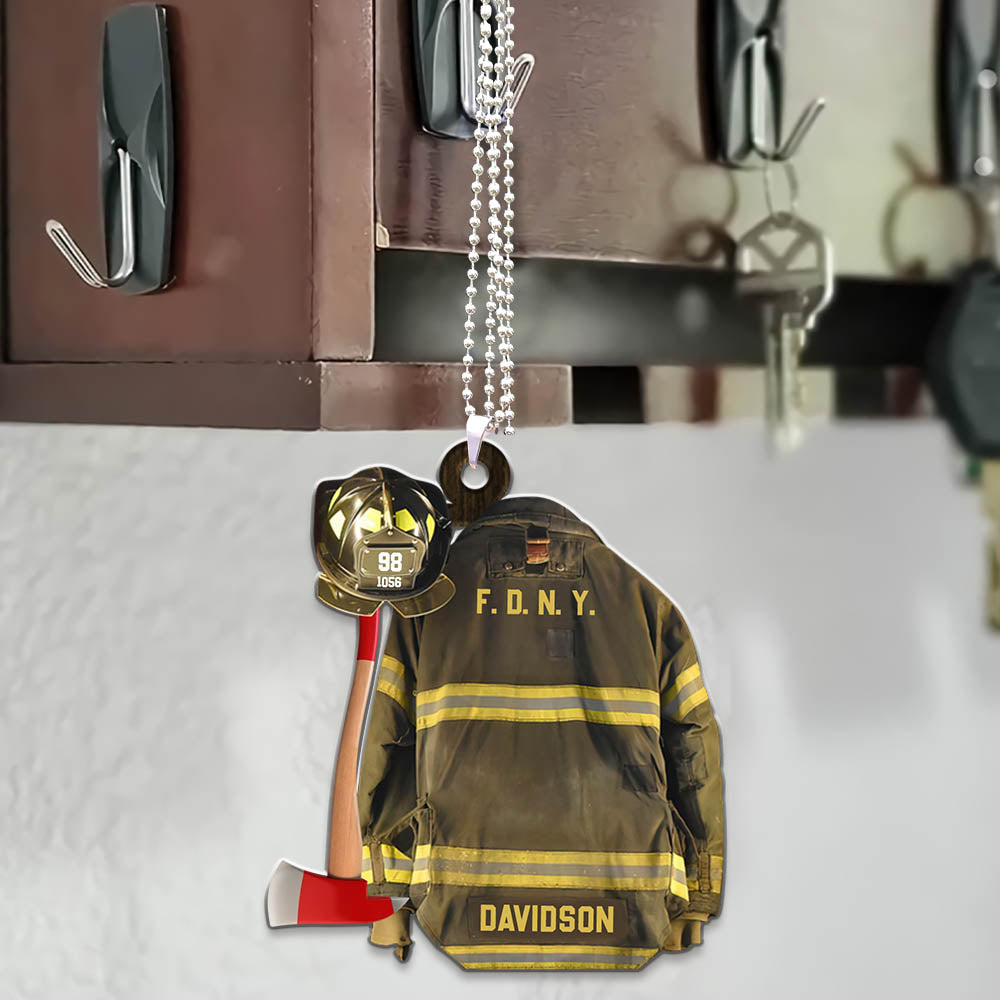 Firefighter Armor Custom Shaped Acrylic Car Ornament, Made By Acrylic And The 2 Sides Are The Same