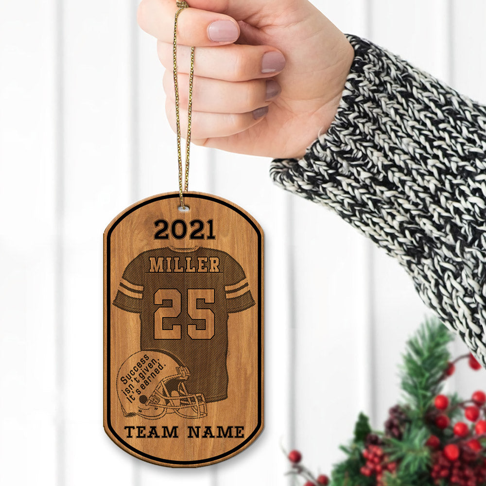 Football Player Christmas Ornament Gift, Personalized FREE with Name, Team and Number