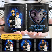 I Love You To The Death Star And Back Ver2, Personalized Mug For Couples, Name, Date & Character Can Be Changed