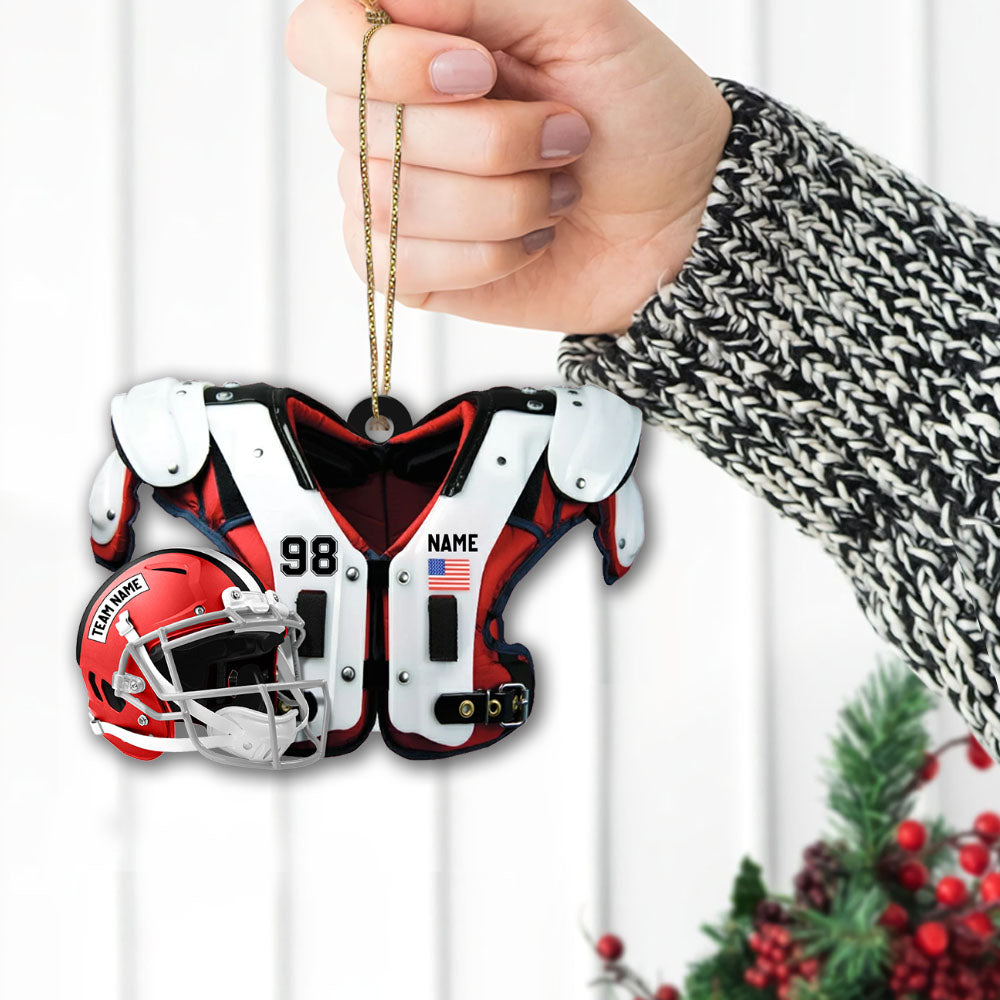 American Football Shoulder Pads, Helmet Personalized Acrylic Ornament 2 Sides Print, Made By Acrylic And The 2 Sides Are The Same