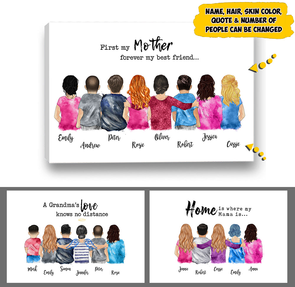 Personal Mother's Hug Mom/Daughters/Sons, Sisters/Brothers Poster Canvas, Perfect Gift For Mother's Day
