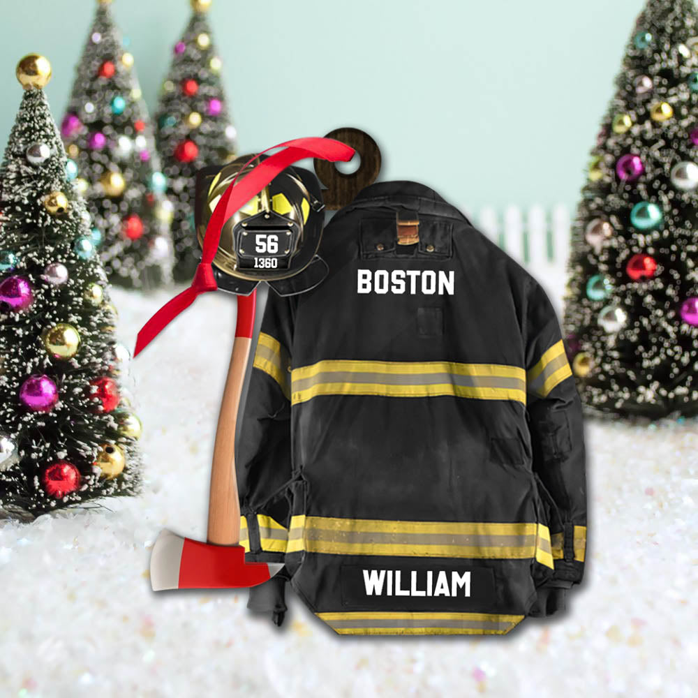 Firefighter Armor Custom Shaped Acrylic Ornament Two Sides Print Custom Clothes And Helmet, Made By Acrylic And The 2 Sides Are The Same