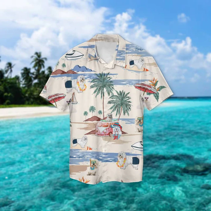 Coton De Tulear Summer Beach Hawaiian Shirt, Hawaiian Shirts for Men Short Sleeve Aloha Beach Shirt