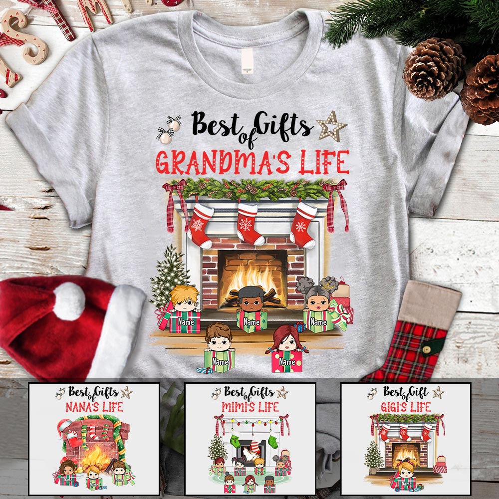 Best Gifts Of Grandma's Life Fireplace Christmas Personalized Shirt For Grandma