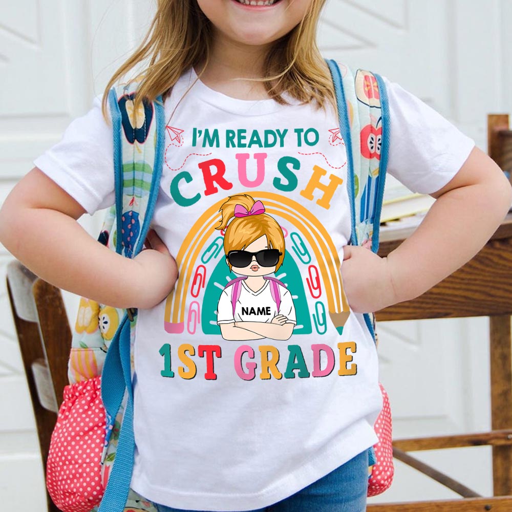 I'm Ready To Crush Kindergarten, Personalized Shirt For Student, Back To School Shirt, Name, Character & Types Of School Can Be Changed