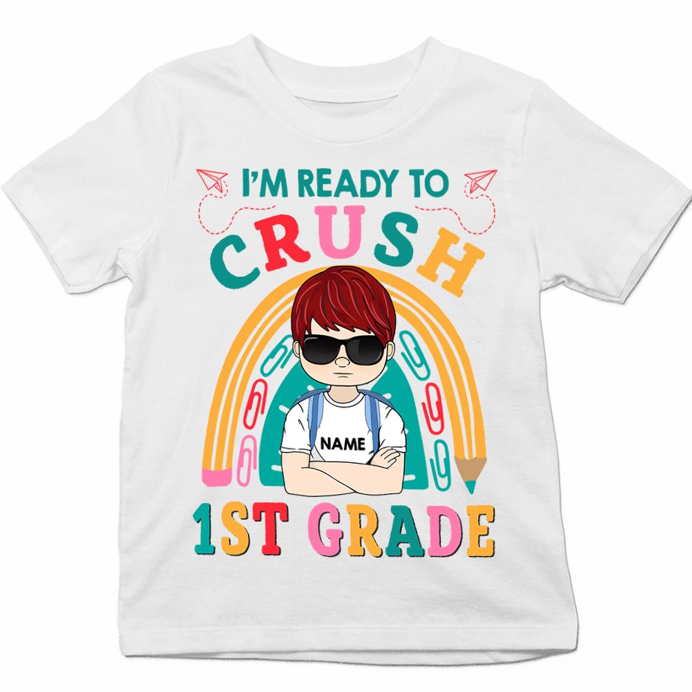 I'm Ready To Crush Kindergarten, Personalized Shirt For Student, Back To School Shirt, Name, Character & Types Of School Can Be Changed