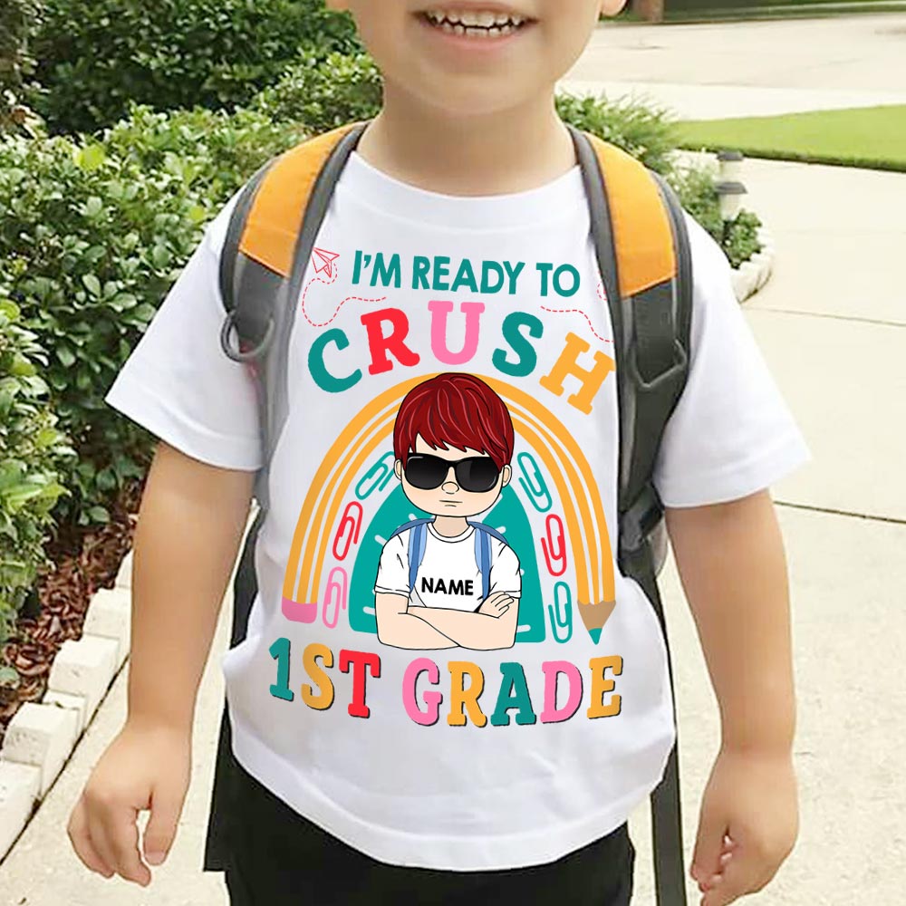 I'm Ready To Crush Kindergarten, Personalized Shirt For Student, Back To School Shirt, Name, Character & Types Of School Can Be Changed