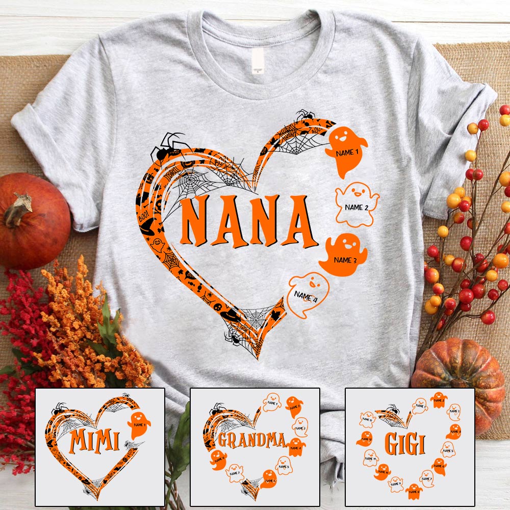 Grandma Boo Heart Halloween Personalized Shirts,