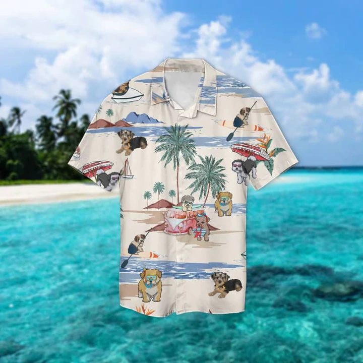 Morkie Summer Beach Hawaiian Shirt, Hawaiian Shirts for Men women Short Sleeve Aloha Beach Shirt