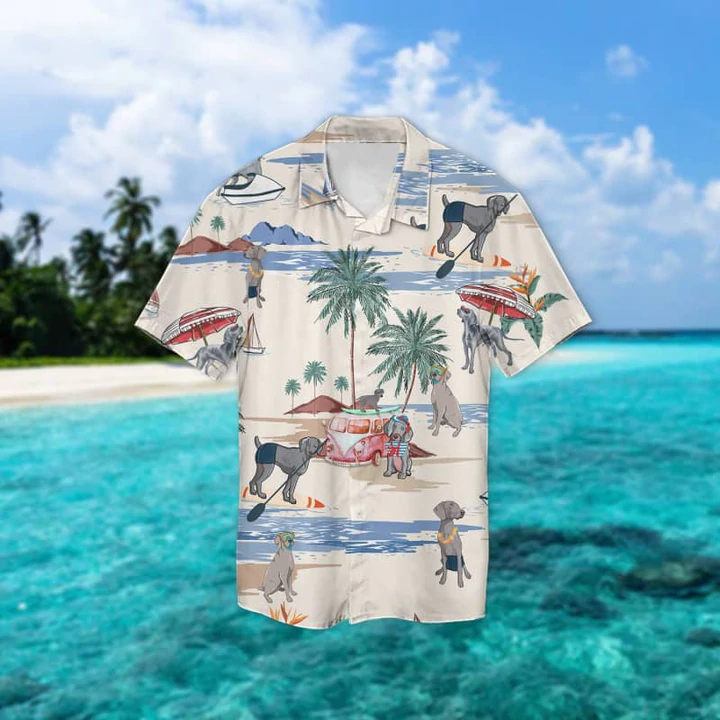 Weimaraner Summer Beach Hawaiian Shirt, Hawaiian Shirts for Men Short Sleeve Aloha Beach Shirt